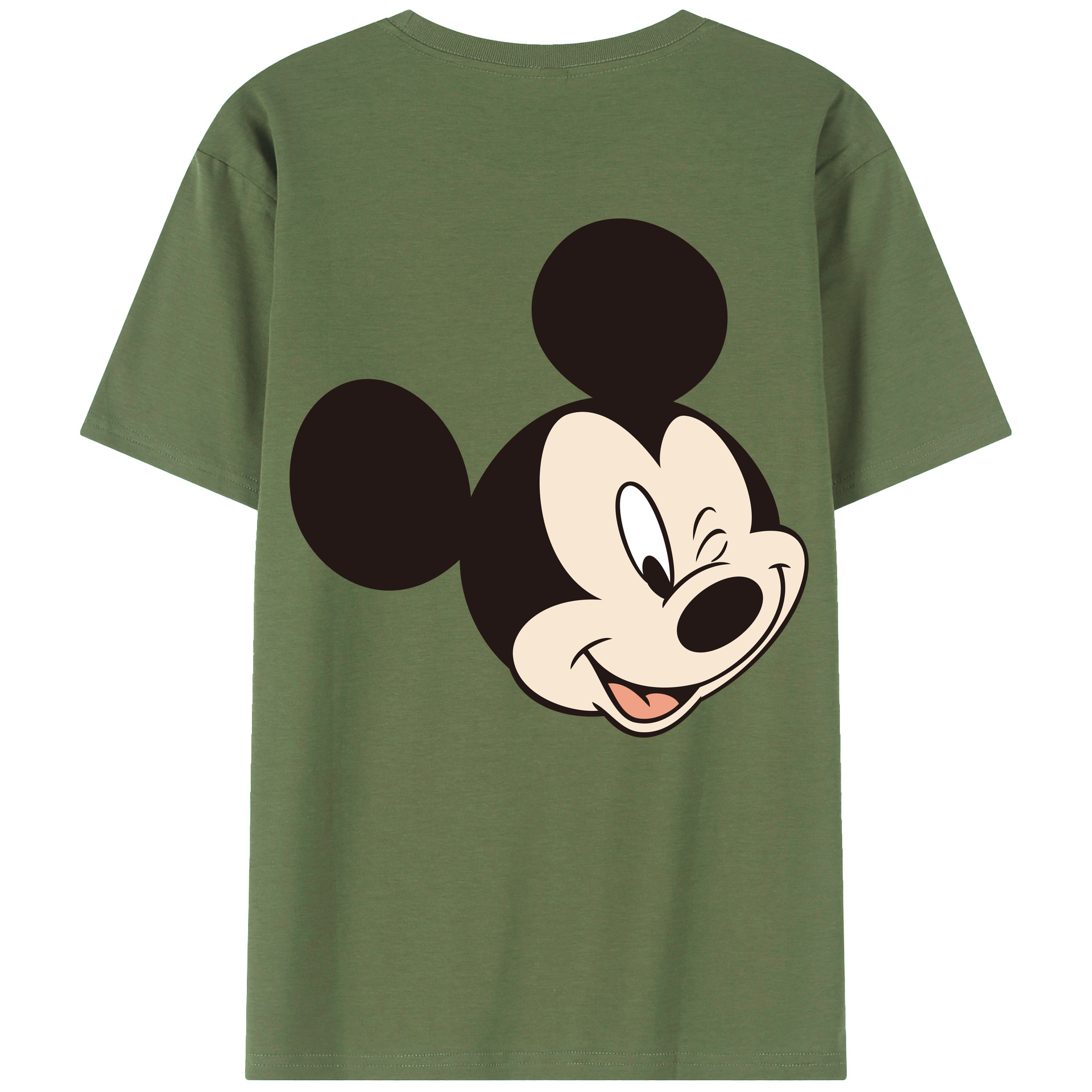 ミッキーマウス Mickey Mouse 綿100％ メンズ半袖Tシャツ（バックプリント） 通気性
